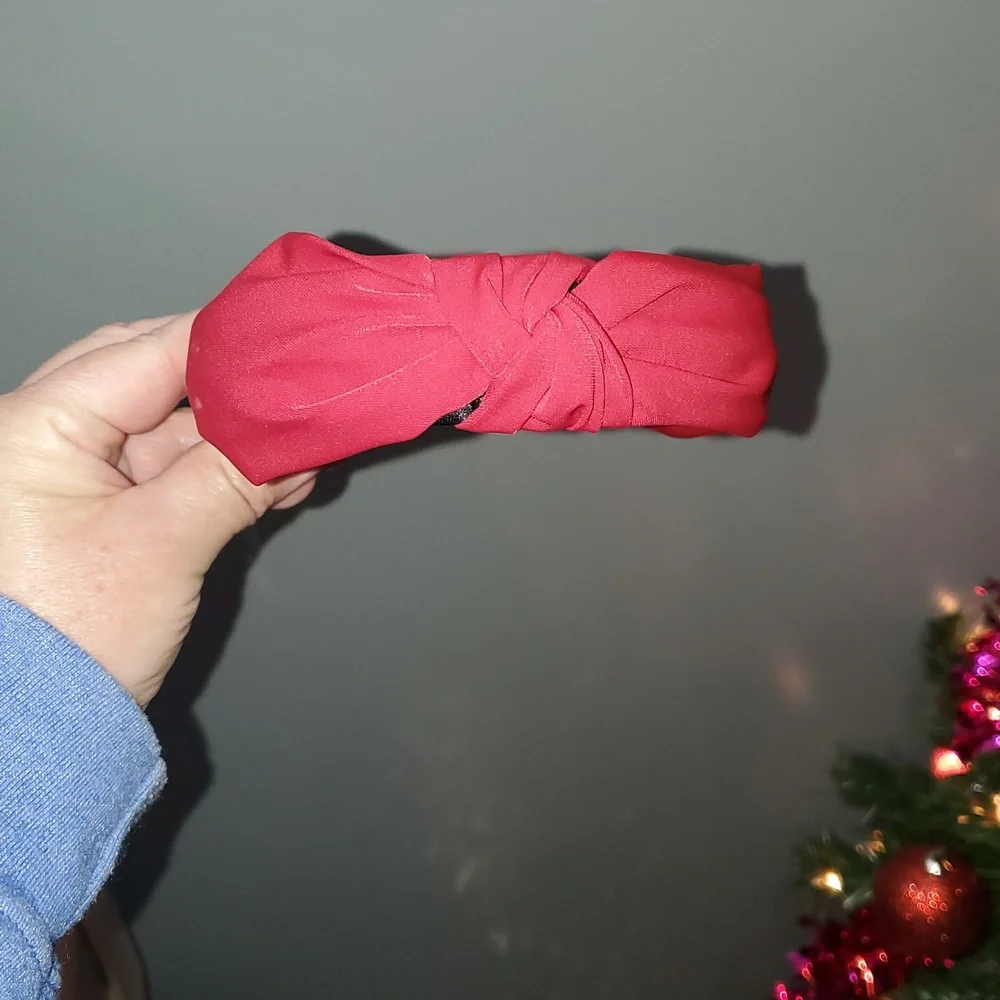 New handmade boutique top knot flexible wide headband red - Picture 3 of 5